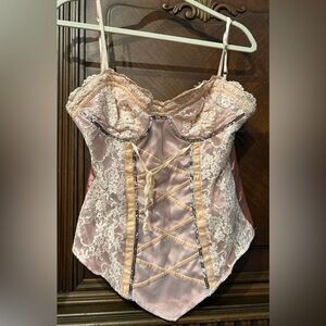 VINTAGE CRYSTAL BUSTIER LACE/Velvet/Sequin Detail On satin